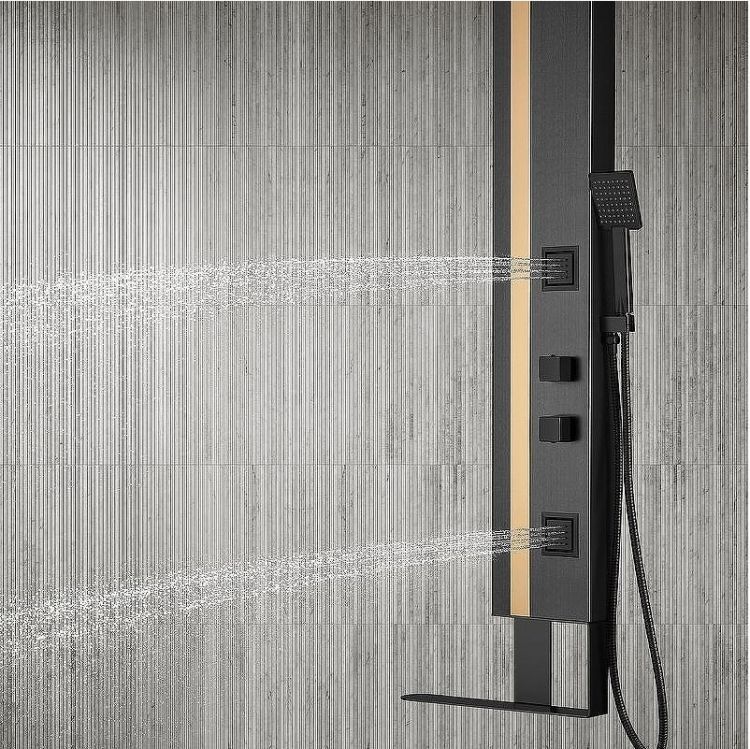 Душевая панель Black&White Gravity GR026 026000 с гидромассажем Темный графит Брашированное золото Душевая панель Black&White Gravity GR026 026000 с гидромассажем Темный графит Брашированное золото