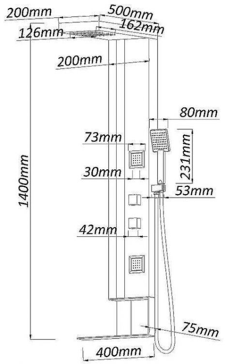 Душевая панель Black&White Gravity GR026 026000 с гидромассажем Темный графит Брашированное золото Душевая панель Black&White Gravity GR026 026000 с гидромассажем Темный графит Брашированное золото