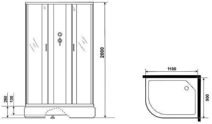 Душевая кабина Niagara Classic 110х90 R NG-33194-14RBK без гидромассажа