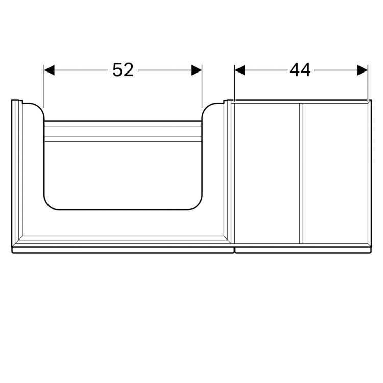 Тумба под раковину Geberit Citterio 118.4х55.4х50.4, правая, темный дуб, черное стекло [500.562.JJ.1]