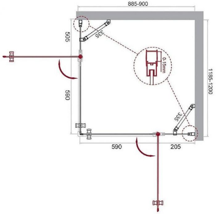Душевой уголок BelBagno Etna 90х120 ETNA-AH-22-90/120-C-Cr профиль Хром стекло прозрачное