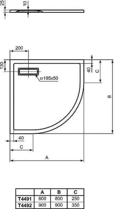 Акриловый поддон для душа Ideal Standard Ultraflat New 90х90 T449201 Белый