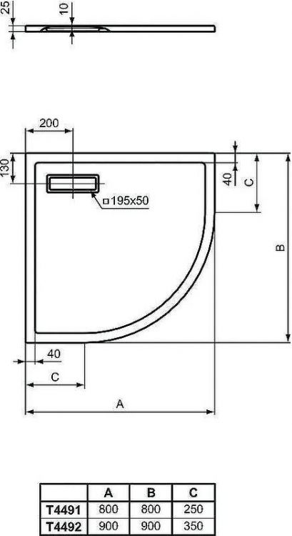 Акриловый поддон для душа Ideal Standard Ultraflat New 90х90 T449201 Белый