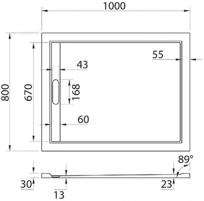 Душевой поддон из искусственного камня Cezares Tray AS 100x80 TRAY-AS-AH-100/80-30-W Белый