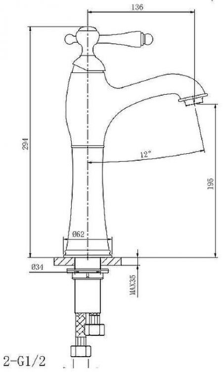 Смеситель для раковины Caprigo Fonte 12-525-vot Бронза Смеситель для раковины Caprigo Fonte 12-525-vot Бронза