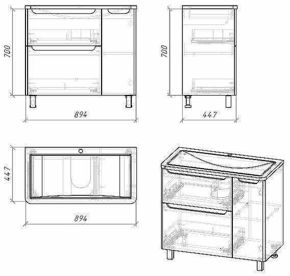Тумба под раковину Grossman Адель 90 109004 Белая