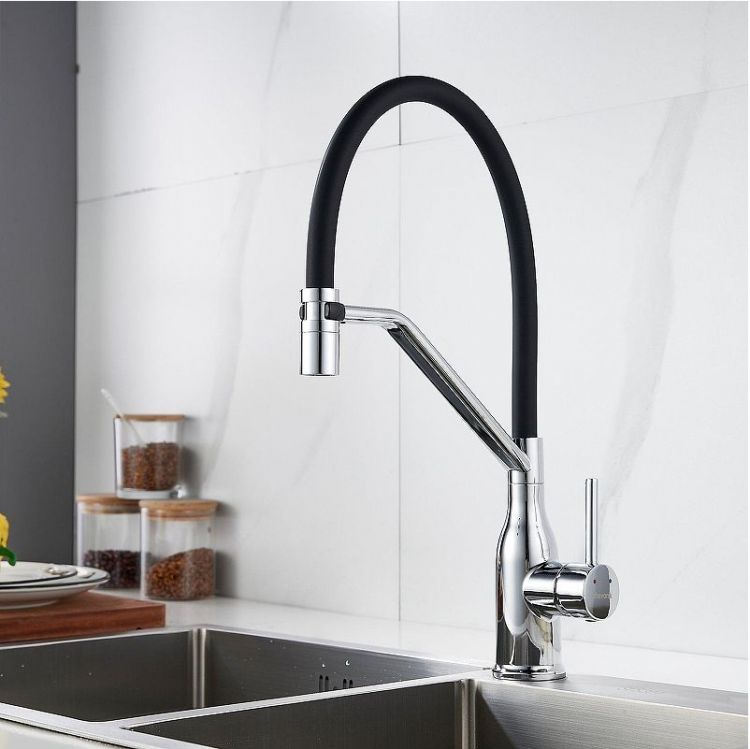 Смеситель для кухни Shevanik S343-3 цвет Хром Черный Смеситель для кухни Shevanik S343-3 цвет Хром Черный