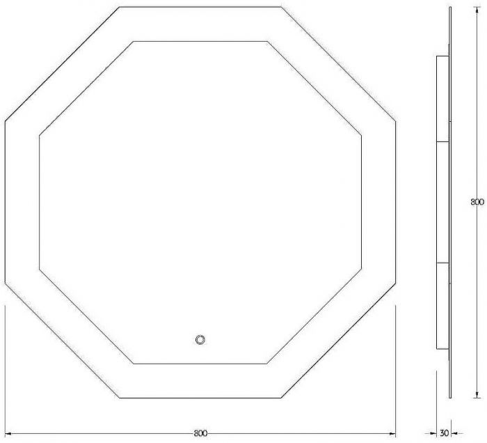Зеркало Evoform Ledshine 80x80 BY 2605 с подсветкой 25.5 W - сенсорный выключатель - нейтральный белый свет