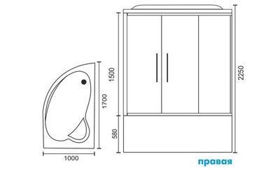 Душевая кабина Royal Bath RB 170ALP-T-CH (прозрачное) правая
