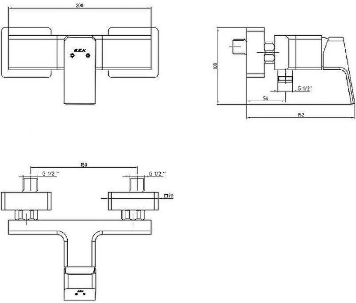 Смеситель для душа E.C.A. Tiera 102154024EX Хром