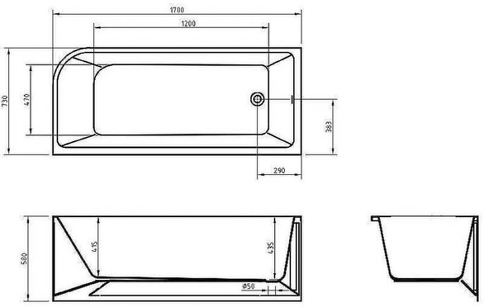 Акриловая ванна BelBagno 170x73 L BB712-1700-730-L без гидромассажа