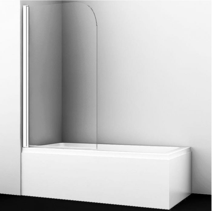 Шторка на ванну WasserKRAFT Leine 80 35P01-80W профиль Белый матовый стекло прозрачное