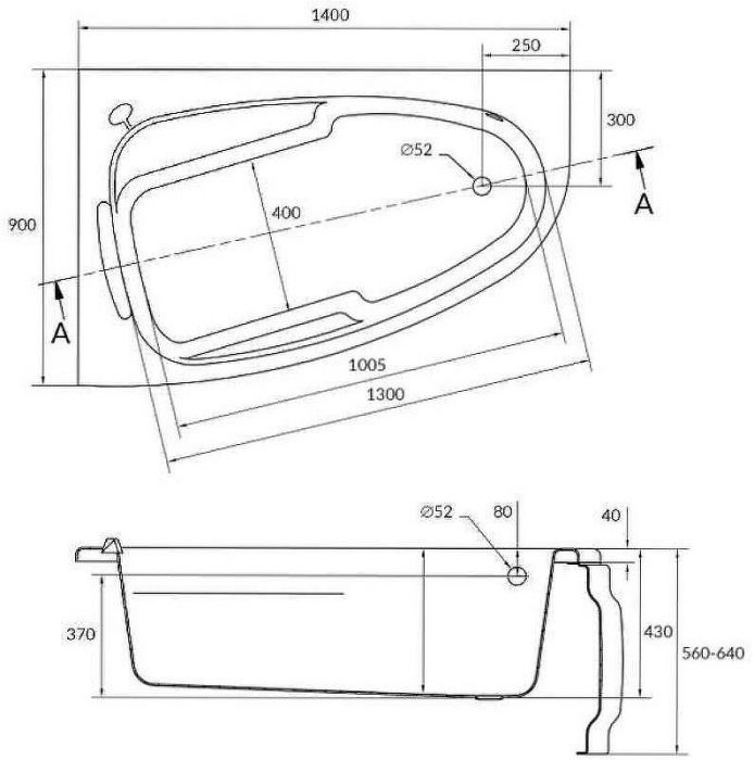 Акриловая ванна Cersanit Joanna 140x90 L 63334 без гидромассажа