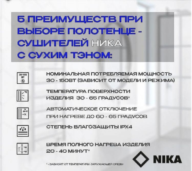 Электрический полотенцесушитель Ника Way-3 60/50 U Черный матовый