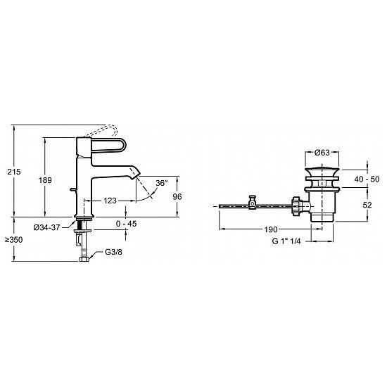Смеситель для раковины Jacob Delafon Odeon Rive Gauche E21028-CP-CP, хром