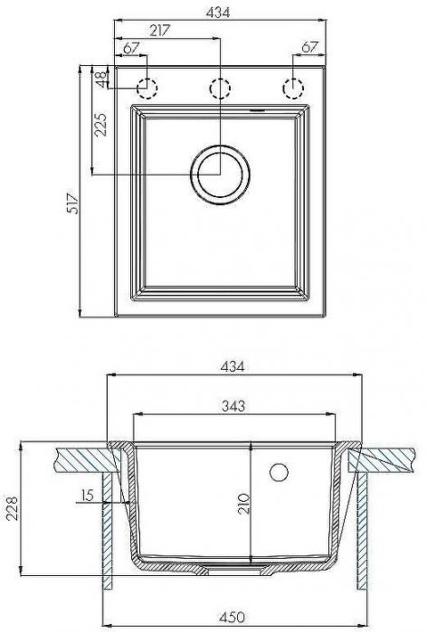 Кухонная мойка Aquaton Линеа 43 1A732932LW250 Серый шелк