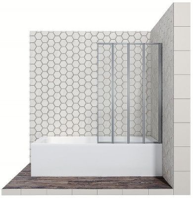 Шторка на ванну Ambassador Bath Screens 90х140 16041110R профиль Хром стекло CrystalPure
