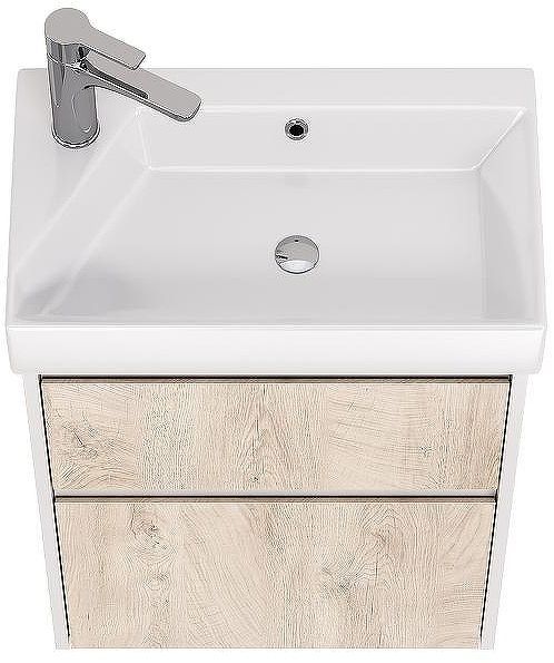 Тумба под раковину Dreja Slim 55 99.0500 подвесная Дуб кантри Белый глянец
