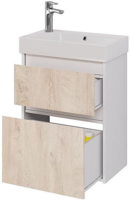 Тумба под раковину Dreja Slim 55 99.0500 подвесная Дуб кантри Белый глянец