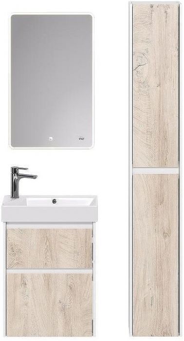 Тумба под раковину Dreja Slim 55 99.0500 подвесная Дуб кантри Белый глянец