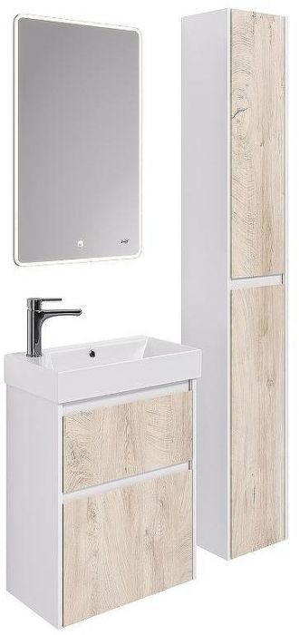 Тумба под раковину Dreja Slim 55 99.0500 подвесная Дуб кантри Белый глянец