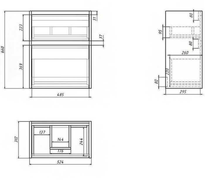 Тумба под раковину Dreja Slim 55 99.0500 подвесная Дуб кантри Белый глянец