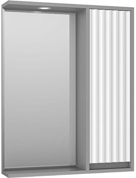 Зеркало со шкафом Brevita Balaton 65 R BAL-04065-01-01П с подсветкой Белое матовое Серое матовое