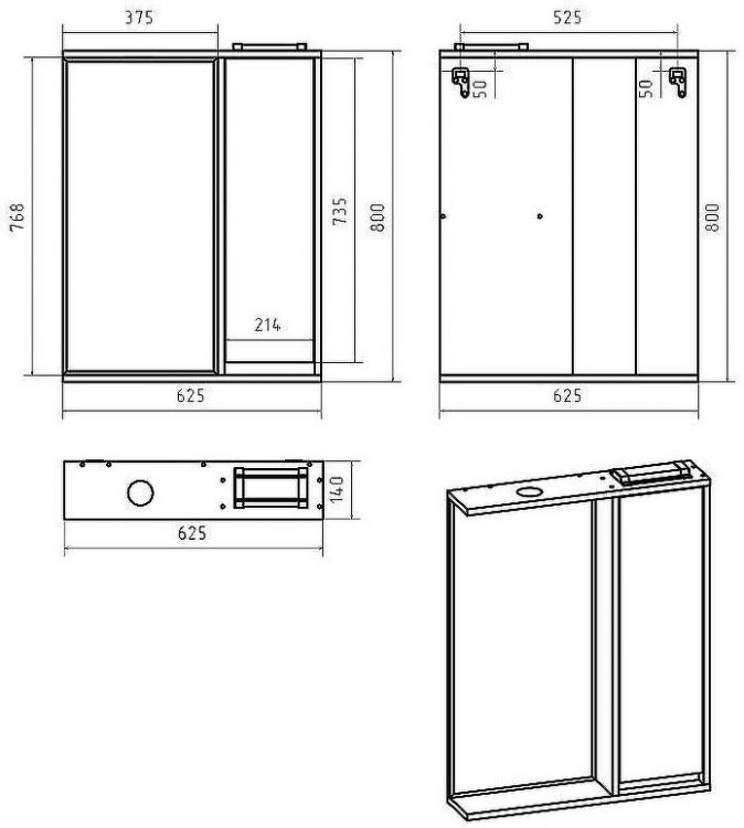 Зеркало со шкафом Brevita Balaton 65 R BAL-04065-01-01П с подсветкой Белое матовое Серое матовое