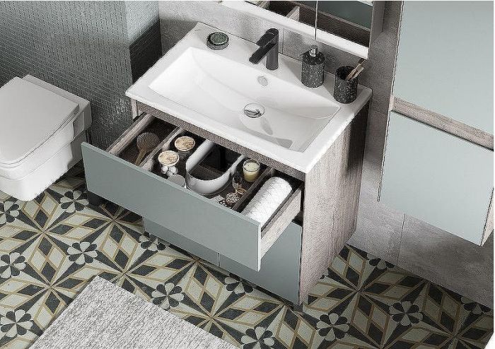 Тумба под раковину Aquaton Форест 75 1A278301FR9C0 Дуб рошелье Сумеречный голубой