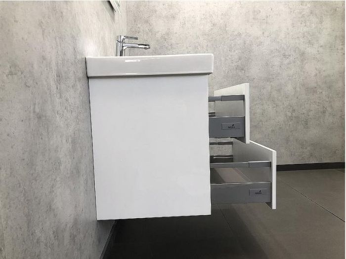 Тумба с раковиной Comforty Дублин 75 00004137103 подвесная Белый глянец