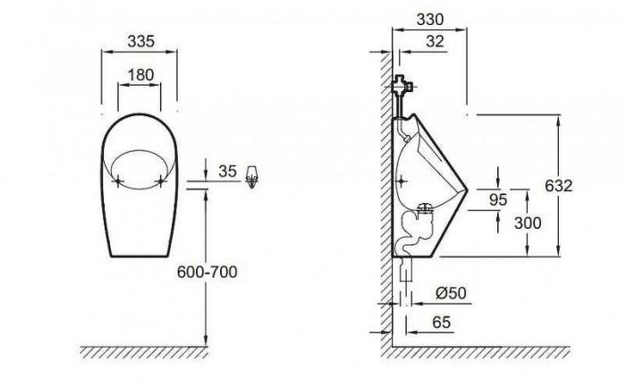 Писсуар Jacob Delafon Patio E1545-00 подвесной цвет Белый