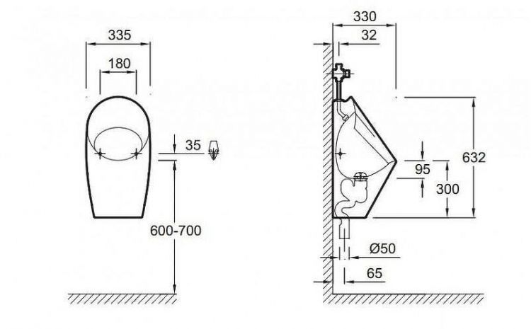Писсуар Jacob Delafon Patio E1545-00 подвесной цвет Белый