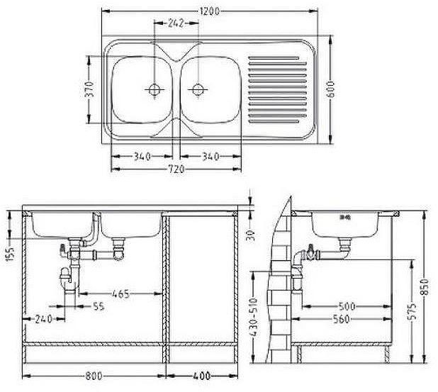Кухонная мойка Alveus Classic 100 NAT-60 1200x600 L 1009084 Натуральная сталь