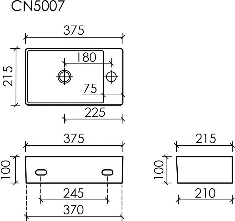 Умывальник CERAMICANOVA Element подвесной прямоугольный (отверстие под смеситель R) CN5007 Умывальник CERAMICANOVA Element подвесной прямоугольный (отверстие под смеситель R) CN5007