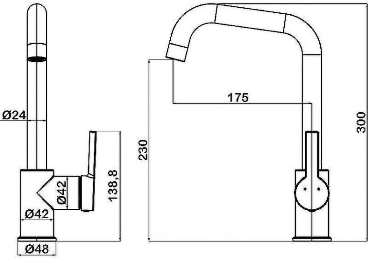 Смеситель для кухни Swedbe Swedbe Diana 1041B Черный матовый