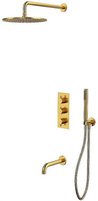 Душевая система Whitecross Y brushed gold YSET11GLB с термостатом Брашированное золото