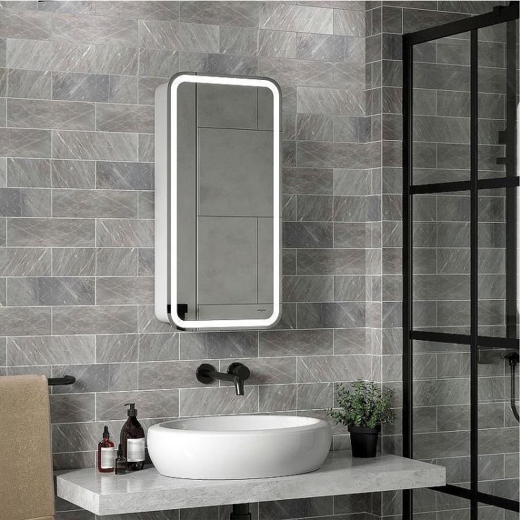 Зеркальный шкаф Reflexion Circle 400х800 R RF2104SR с подсветкой Белый матовый