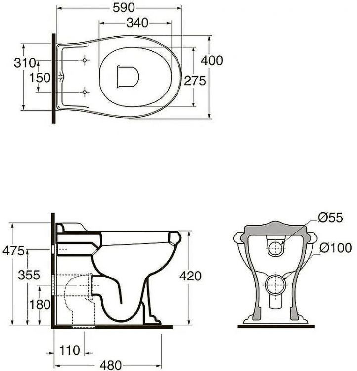 Унитаз Azzurra Jubilaeum JUVCTP000000BI/(JUB110/P bi) приставной без сиденья Унитаз Azzurra Jubilaeum JUVCTP000000BI/(JUB110/P bi) приставной без сиденья