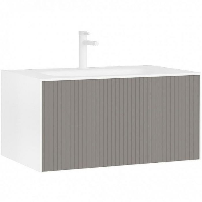 Тумба с раковиной Orka Cube 80 3000373 подвесная Бежевая матовая Белая