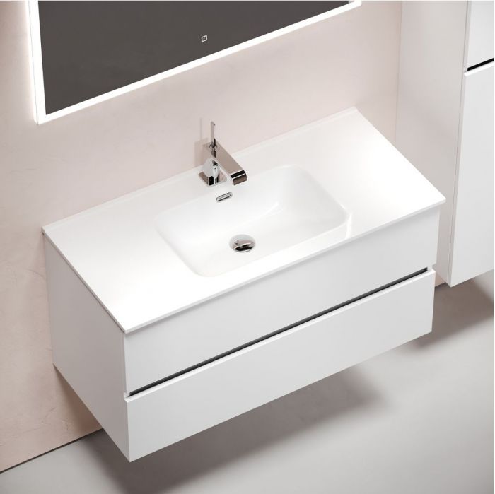 Тумба подвесная SANCOS под раковину Urban, белый глянец 990х450х550, UR100W