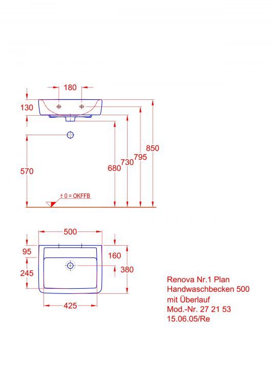 Раковина Keramag Renova Nr.1 Plan, 272153000