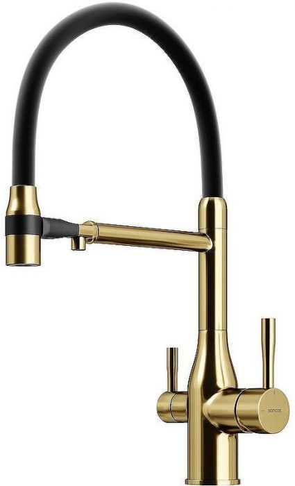 Смеситель для кухни Sancos Garda SC4009BG Золото брашированное Черный