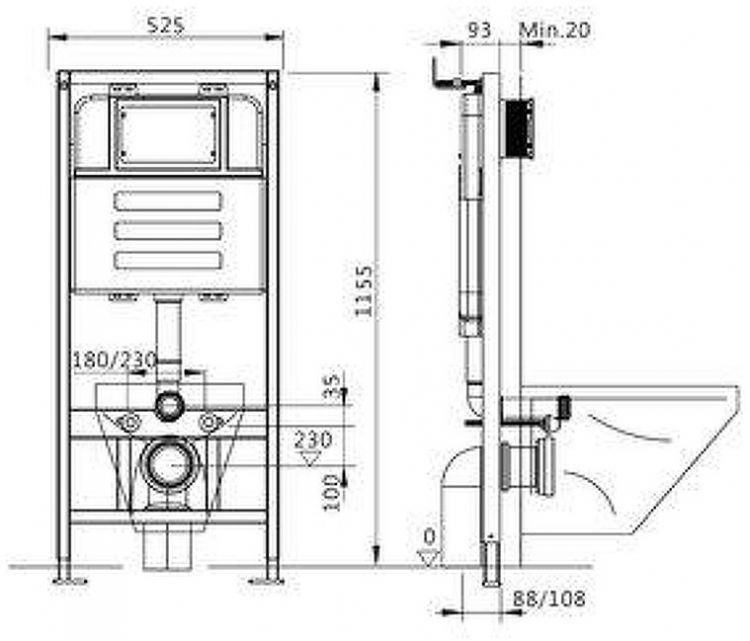 Инсталляция Corpa Nera Caruso CN70011 для унитаза без клавиши смыва Инсталляция Corpa Nera Caruso CN70011 для унитаза без клавиши смыва