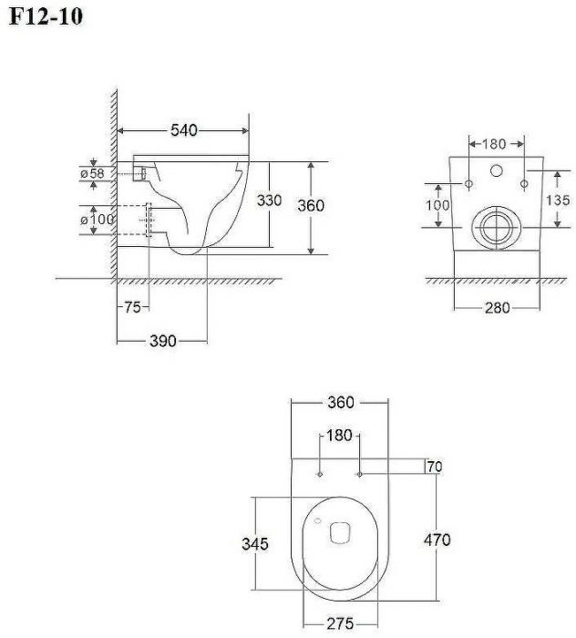 Унитаз Bond Oval F12-10 подвесной с сиденьем Микролифт