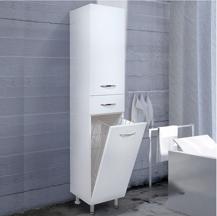 Шкаф пенал Onika Модерн 26 402606 с бельевой корзиной цвет Белый