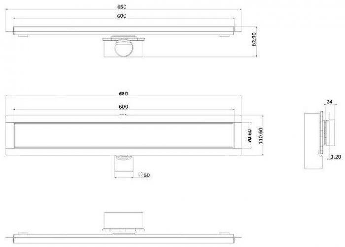 Душевой лоток ALMAes Laguna 60 LG60BL с Черной решеткой