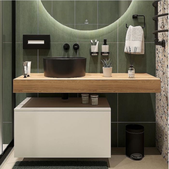 Комплект мебели для ванной STWORKI Ольборг 120 483364 подвесная Белая матовая Дуб французский