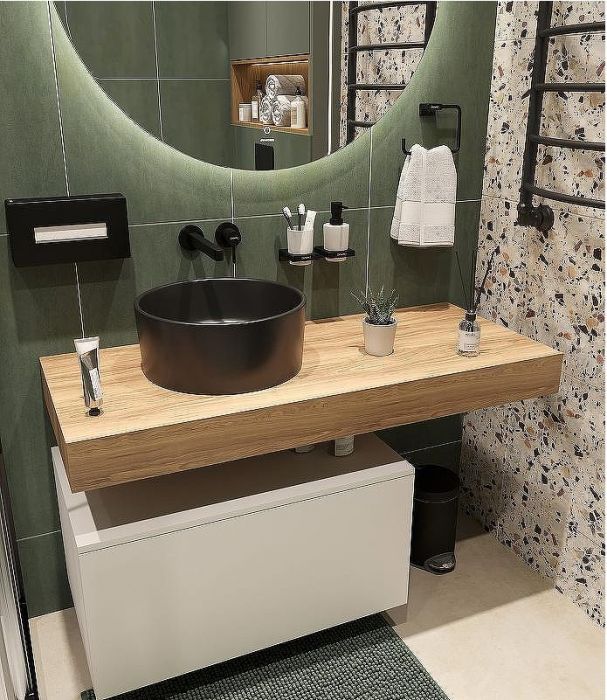 Комплект мебели для ванной STWORKI Ольборг 120 483364 подвесная Белая матовая Дуб французский