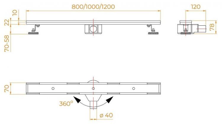 Душевой лоток RGW SDR-08B-100 21210810-014 с Черной матовой решеткой / под плитку