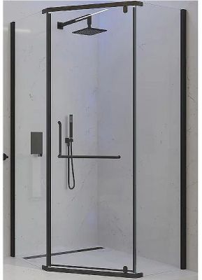 Душевой уголок Veconi Rovigo RV-36B 100x100 RV36B-100-01-C5 профиль Черный матовый стекло прозрачное